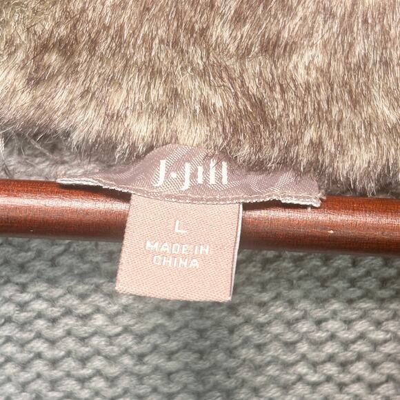 J. Jill Women’s Gray Knit Sweater Vest Faux Fur Collar Angora Blend L Casual - Picture 7 of 9